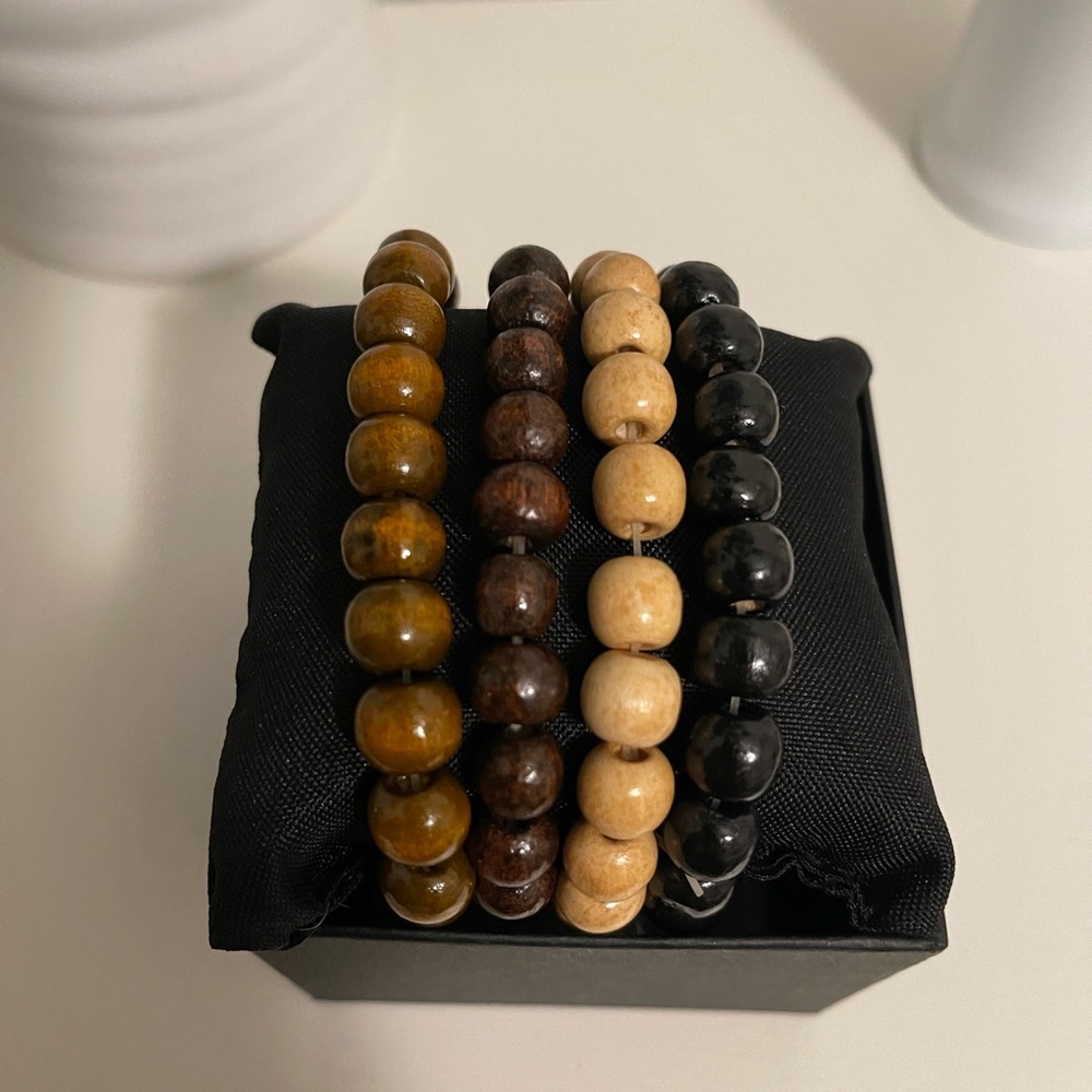 Wooden Beaded Bracelet Set 4 piece